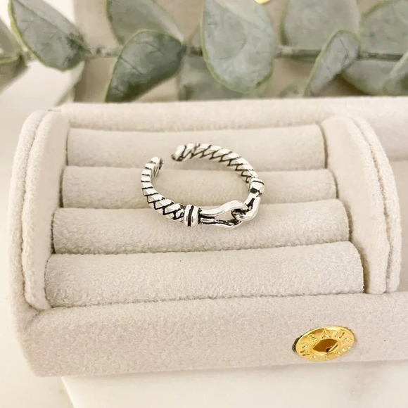 925 Sterling Silver Buckle Ring Stackable Ring Dainty Ring Band Thin Ring - Picture 7 of 10